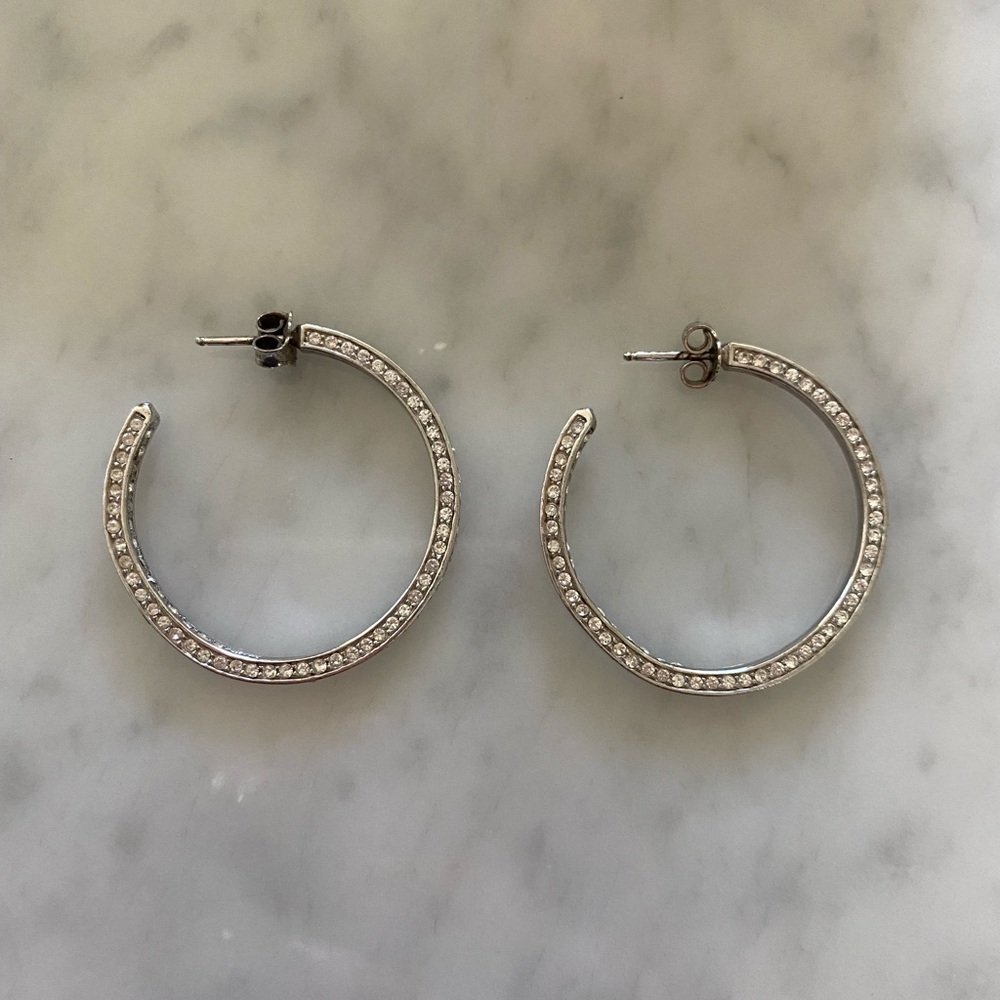Pave diamond hoop earrings. In perfect condition.